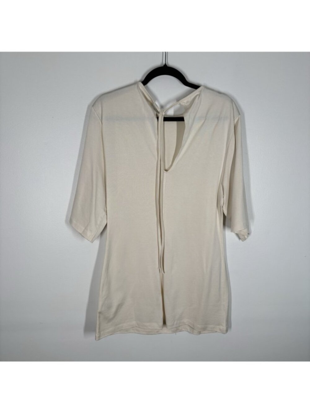 & Other Stories Women M Natural Tie Back Long Fitted T-Shirt Mini Dress NWT - Picture 11 of 14